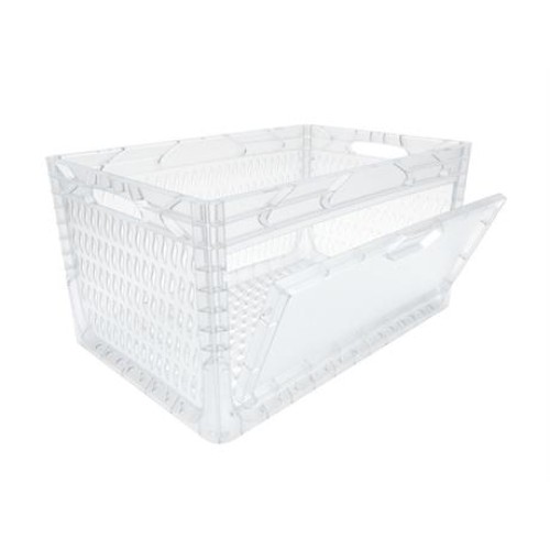 Perforated Plastic Crate with Side Lid (60x40x32 cm) Blue